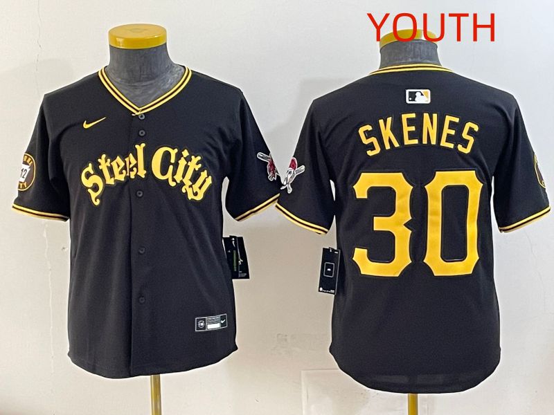 Youth 2025 Pittsburgh Pirates #30 Skenes Black Game Nike MLB Jersey style 7152